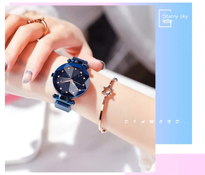 2019 Лидирующий бренд часы для женщин модные роскошные звездное небо Алмазный магнитная пряжка женские кварцевые часы Горячая Relogio Feminino