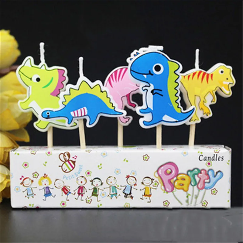 5 шт. упак. Милые свечи динозавра креативные для творчества Детские праздничные