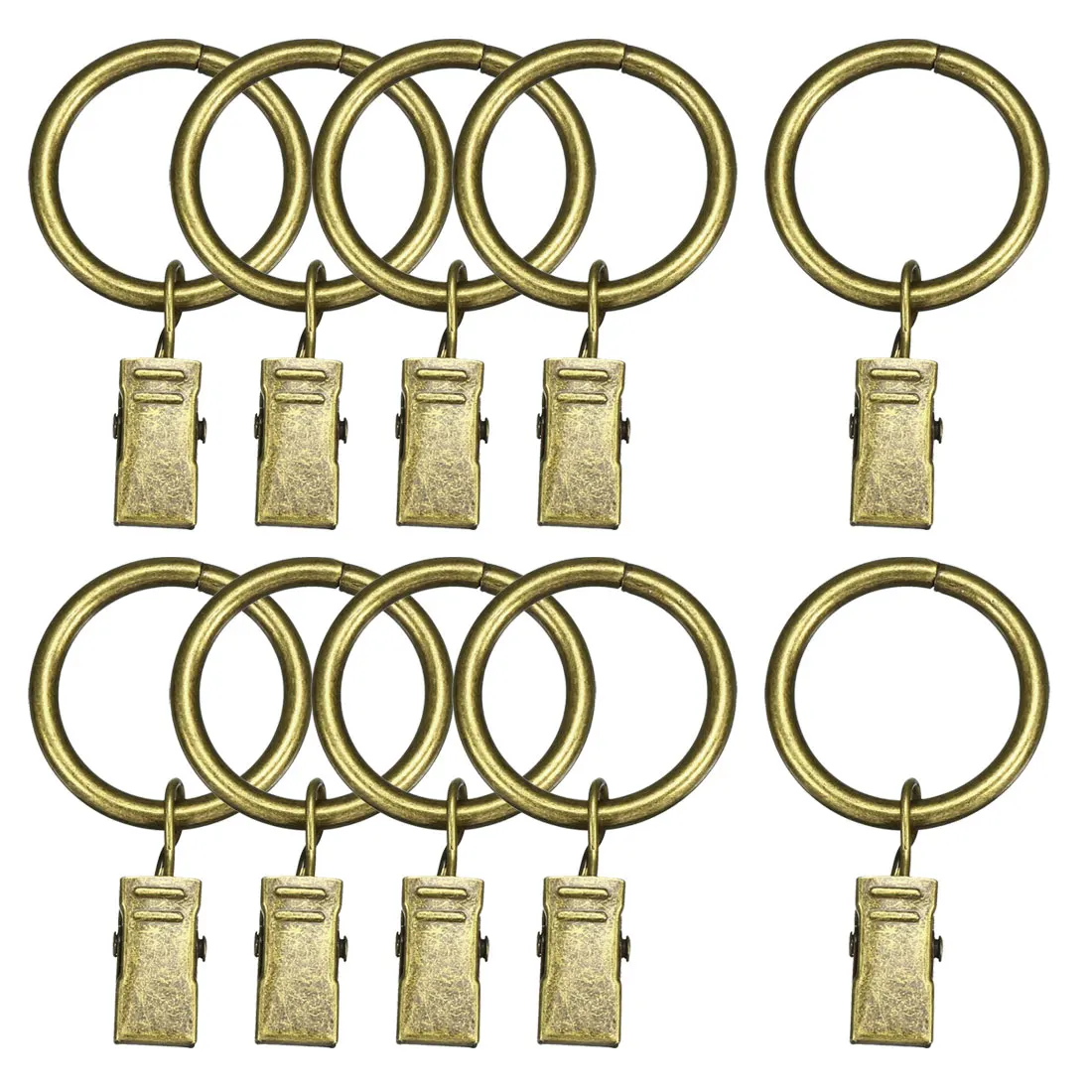 

uxcell Curtain Rings with Clips Strong Decorative Metal Drapery Shower Rustproof 0.98" Interior Diameter Bronze Tone 10pcs