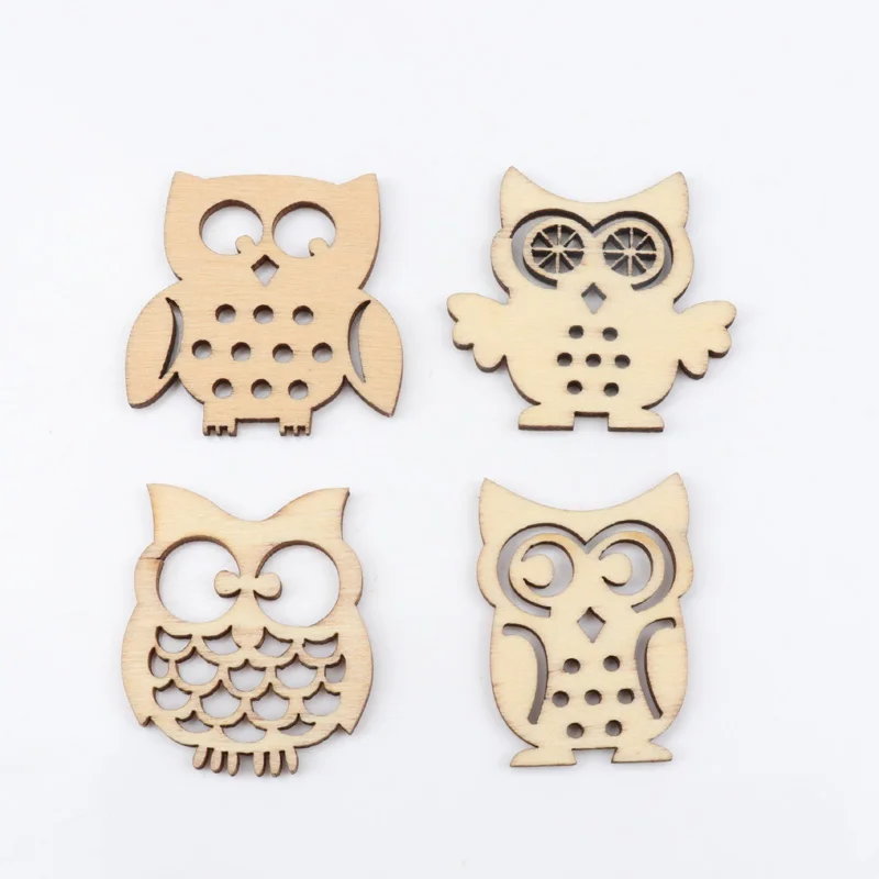 

Handmade Wooden Crafts Home Decoration Accessories Scrapbooks Children Painting DIY Mixed Owl Pattern 30-40mm 20pcs