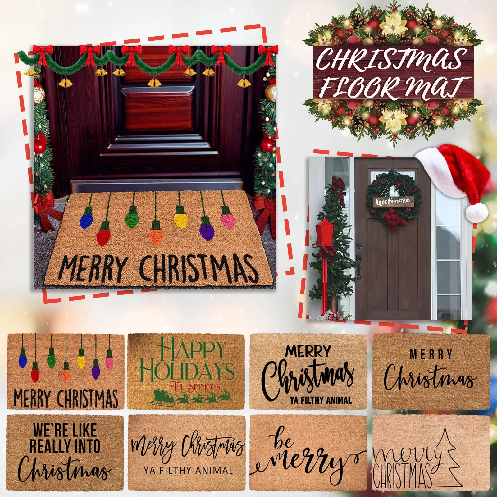 Christmas Door Mat Outdoor Welcome Mat for Front Door, Merry Christmas  Doormat Non-Slip PVC Mat, 24x16 inches Winter Doormat - AliExpress