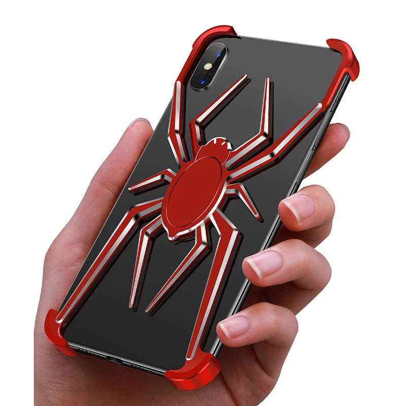 Персонализированный Чехол для телефона для iPhone XS Max X XS XR 8 7 Plus паук металлическая рамка черный красный чехол для телефона