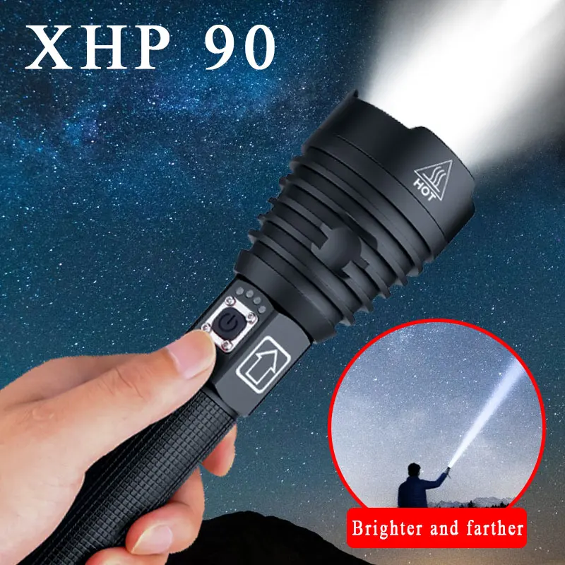 

high lm xhp90 most powerful led flashlight usb torch xhp70 cree xhp50 18650 or 26650 Rechargeable hand lamp hunting flash light