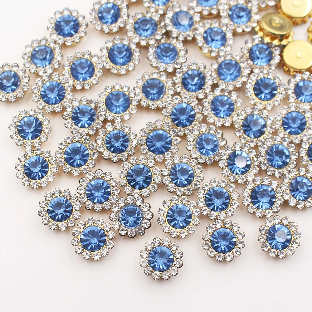 Gold Flower Claw Rhinestones - Glittering Crystal Trim Stones for Garment Crafting and Embellishment