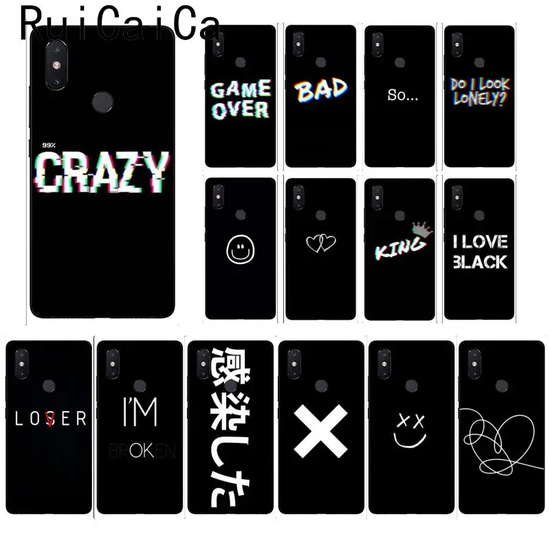

Ruicaica Color text on a black background Custom Phone Case for Xiaomi Mi 6 Mix2 Mix2S Note3 8 8lite Redmi 5 note5 Note4 4X