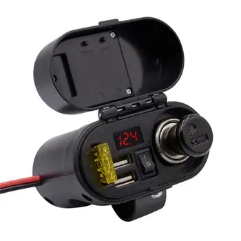 

New motorcycle waterproof cigarette lighter dual usb multi-function mobile phone charger with voltage and time display