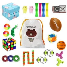

24pcs Kids Fidget Toys Pack 2020 Hot Anti Stress Children Toy Squeeze Ball Maze Cube Sensory Ring Toy Brain Training Toy