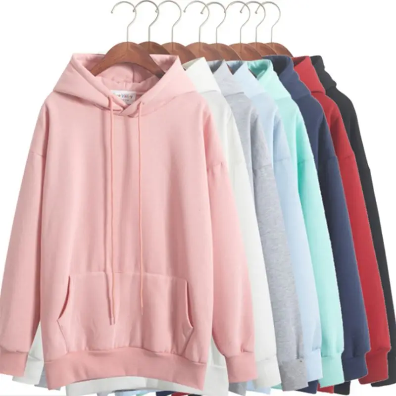 

Women Hooded Sweatshirts Female Solid Pullovers Hoodies Long Sleeve Pocket Sweatshirts Autumn Winter Sweet Hoodies Sweatshirts