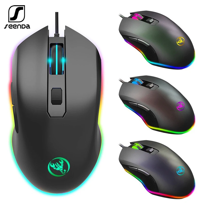 

SeenDa A866RGB Wired Mouse Professional Gamer Gaming Mouse Adjustable 6400DPI for Laptop PC Gamer