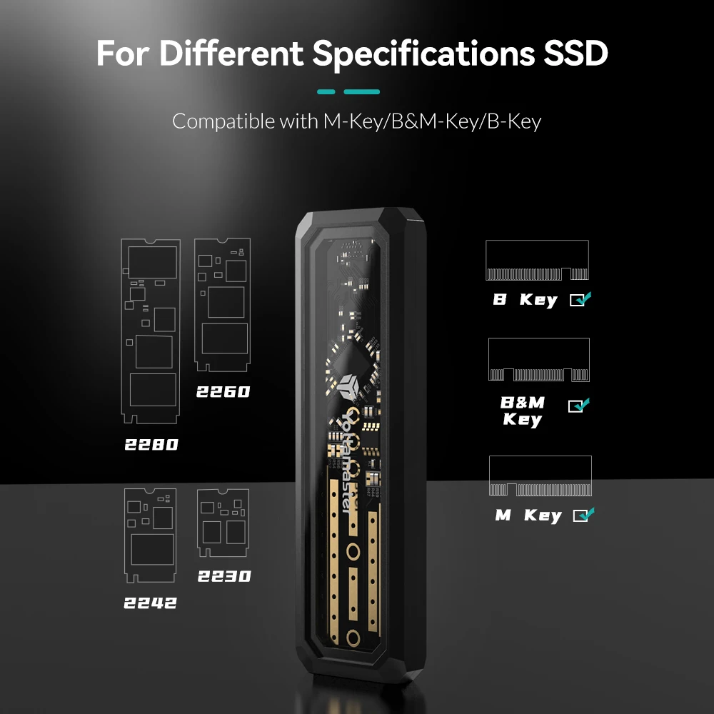 3.5 inch external hard drive enclosure Yottamaster DF3 M2 NVMe SATA SSD Enclosure USB3.1 GEN2 Type C Interface 10Gbps M2 Enclosure for M-Key B-Key B+M Key SSD Case external hdd case