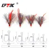 FTK 1pc Tinned Sea Fishing Treble Hook With Hair 1/2/4/6# High Carbon Steel Round Bent Barbed Lure Triple Fishing Hook Tackle ► Photo 3/6