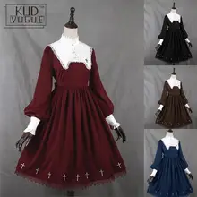 Платье Лолиты, в готическом стиле, кружевное, викторианское, Harajuku, винтажное, женское платье для вечеринки, пышные рукава, большие качели, средневековое, черное/красное платье, костюм