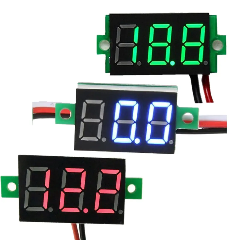 

Urijk 1 Pcs Digital Voltmeter LED Display Mini 2/3 Wires Voltage Meter Ammeter High Accuracy Red/Green/Blue DC 0V-30V 0.36