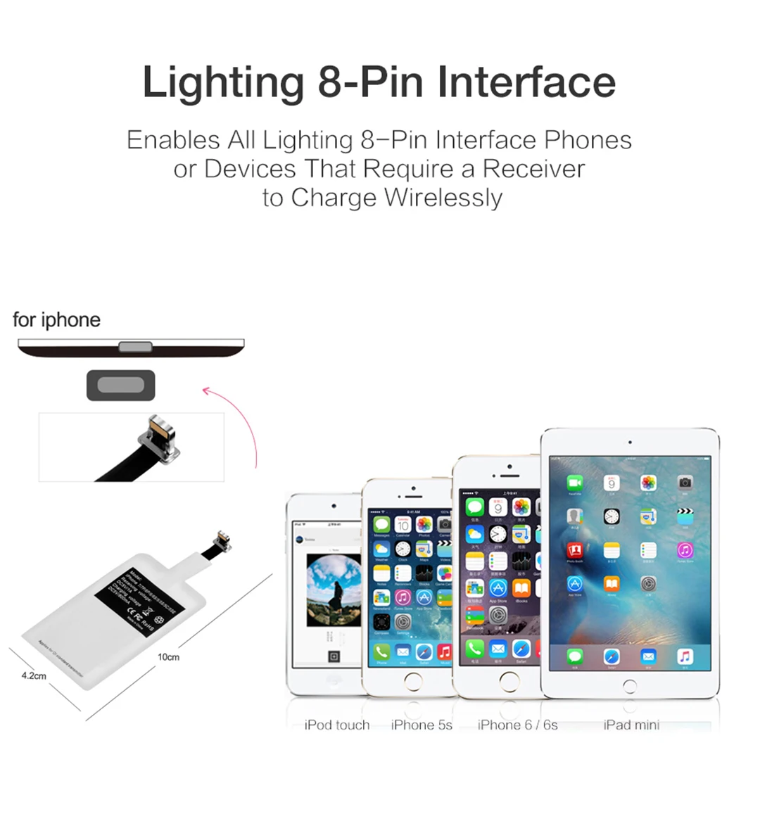Qi Беспроводная зарядка, автомобильное зарядное устройство, держатель с приемником для iPhone 7 6s 5S, Micro usb type C, универсальный для samsung, huawei, Xiaomi