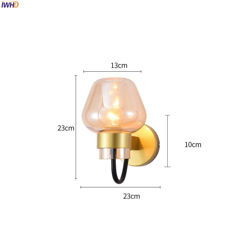 Iron Modern Nordic Wall Lamps Glass Lampshade Wall Lights Creative Wandlamp Bedroom Light Fixtures For Home Decoration Bar Cafe (22)