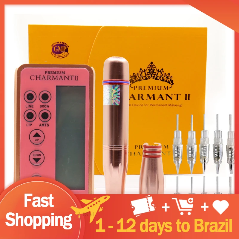Dermografo Digital Charmant Permanent Makeup Machine Kit for Eyebrow Lips Rotary Swiss Microblading MTS Professional Tattoo Pen | Красота и