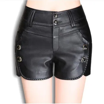

Leather Shorts Women Autumn New Casual Shorts Female PU Leather Shorts Middle Waist Straight Plus Size Mujer Short Pants MZ2827