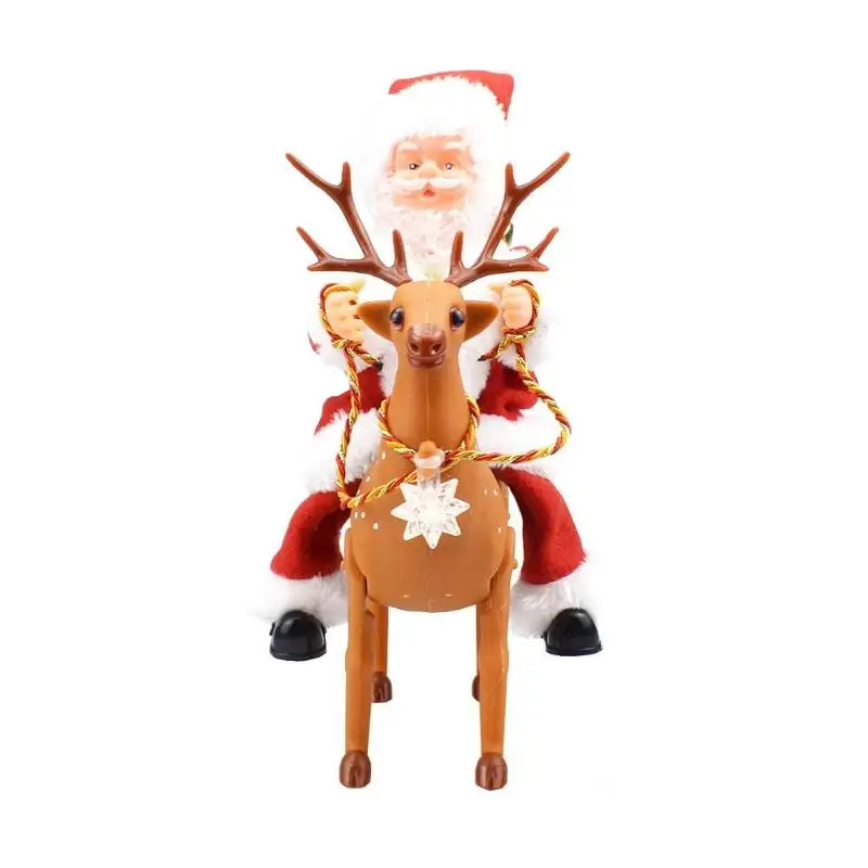 Творческая кукла Санта с верхом олень электрическая музыкальная игрушка Рождественский орнамент Декор подарок Защита окружающей среды и долговечность