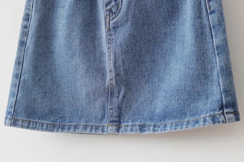 Q7210 [Yellow Zheng] Spring Base-Washing Water High-waisted Half-length Skirt A- line Skirt Casual Denim Skirt Women's