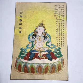 

China old Tibet silk Thang ka like hanging painting fengshui Vajra Bodhisattva God statue portrait