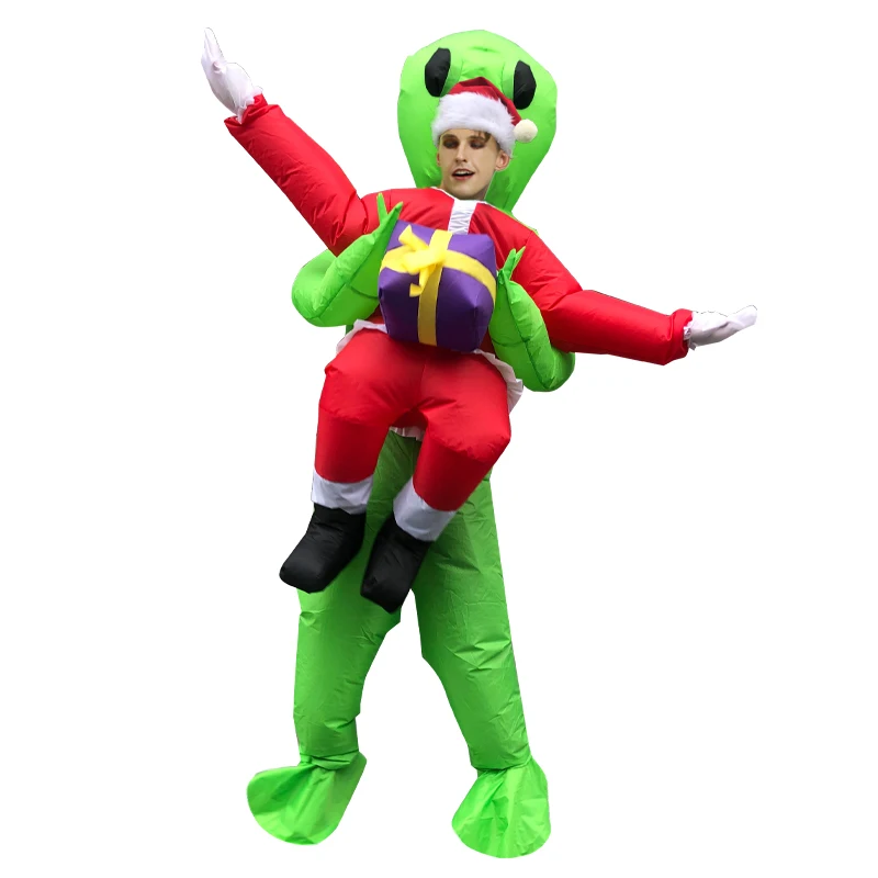 Рождественский зеленый костюм инопланетянина для взрослых Забавный надувной костюм Санта Клауса костюм монстра вечерние карнавальные костюмы год