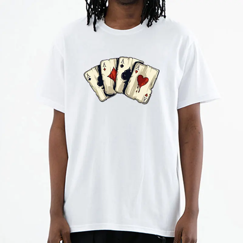 Футболка мужская хлопковая с 3D принтом топ круглым вырезом рисунком рок покерных