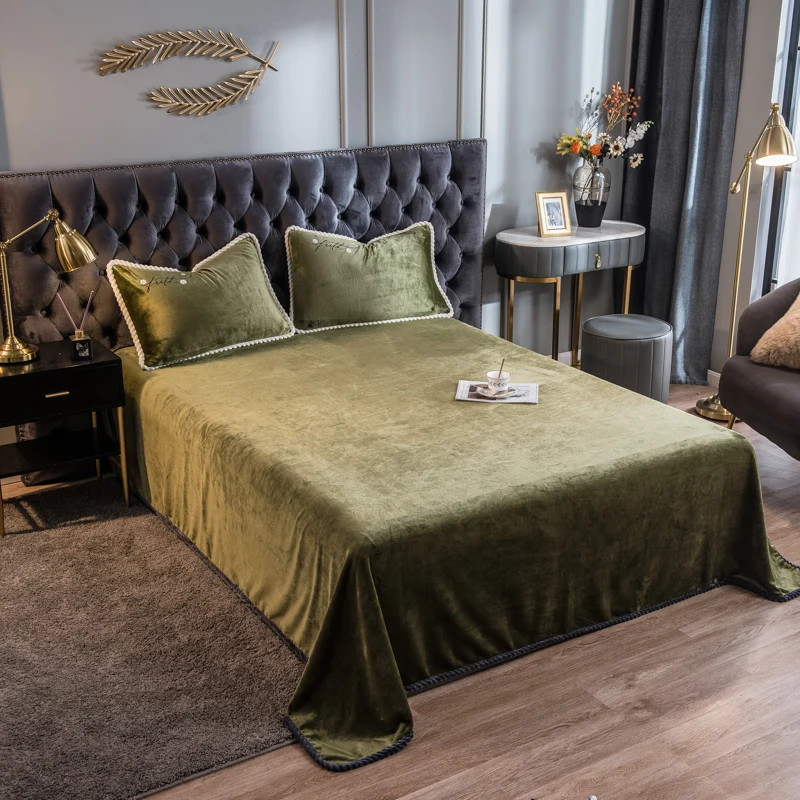 Dark green/bed sheet home textile 1pcs autumn and winter season 100