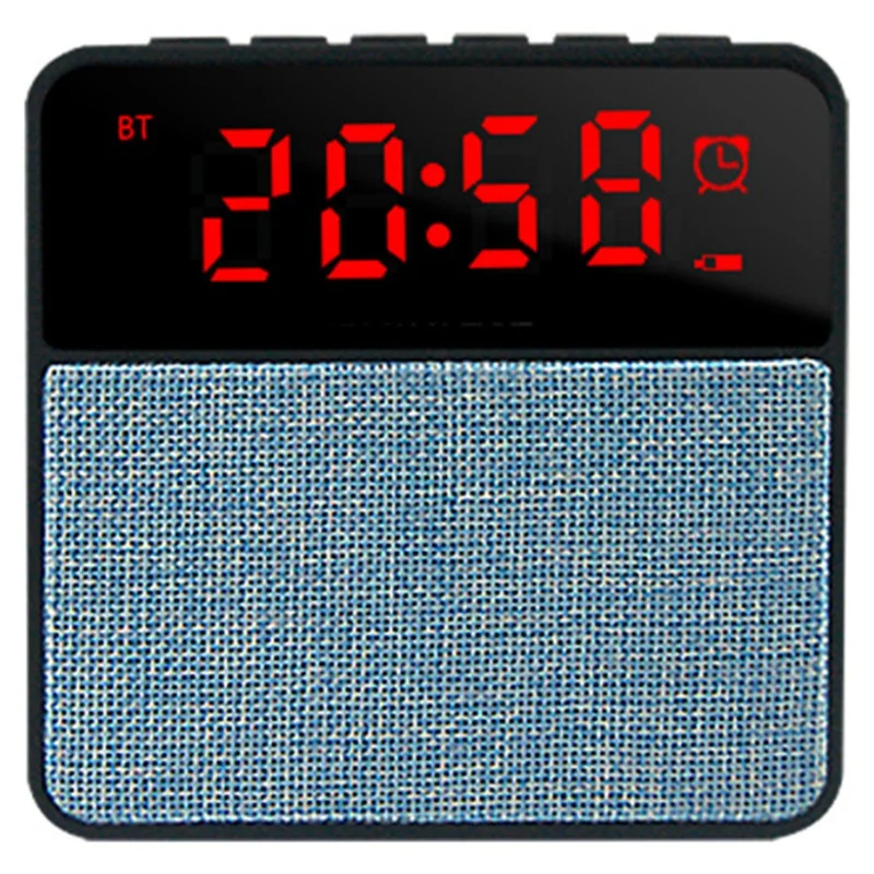 Portable Fabric Art Wireless Bluetooth Speaker Subwoofer Music Sound Box Led With Alarm Clock Support Tf Card | Электроника