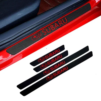 

Car-Styling 4PCS Carbon Fiber Door Sill Carbon Fiber Sticker Decals For Subaru forester 2009 2014 2019 impreza outback legacy xv
