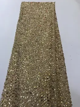 

Free Shipping by DHL! 2020 High quality guipure lace sequence lace sequin embroidery tulle lace fabric for women dress Gold