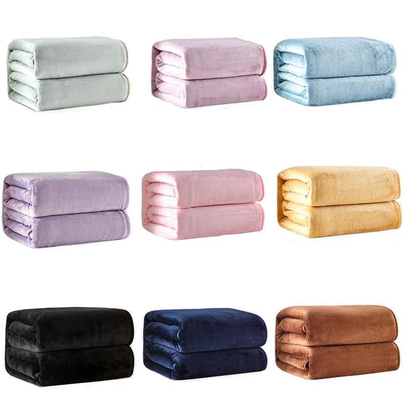 

1Pc Solid Color Flannel Fleece Throw Blanket Super Soft Winter Sheet Bedspread Warm Blankets Towel For Bed Sofa Traveling