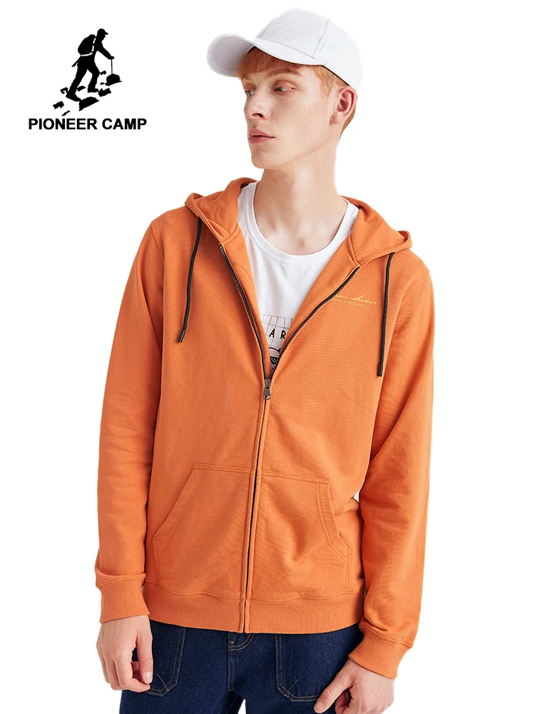 Pioneer Camp осенние оранжевые толстовки мужские повседневные молнии Homme Youth Black толстовка с капюшоном AWY908168