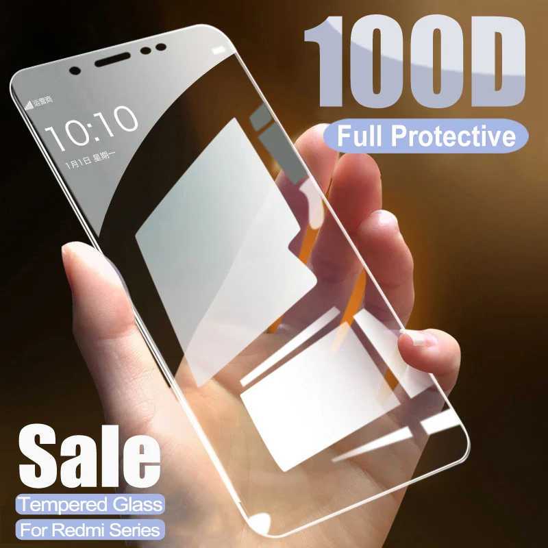 Protector de cristal templado 100D para Xiaomi Redmi Note 5, 5A, 6 Pro, Redmi 5 Plus, 6, 6A, 7A, S2 Go, película protectora de pantalla