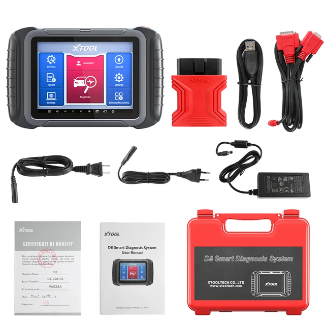 XTOOL D8 BT OBDII Automotive Full System Diagnostic Tool ECU Coding Code Reader Scanner CAN FD 31+ Service Functions Active Test 6
