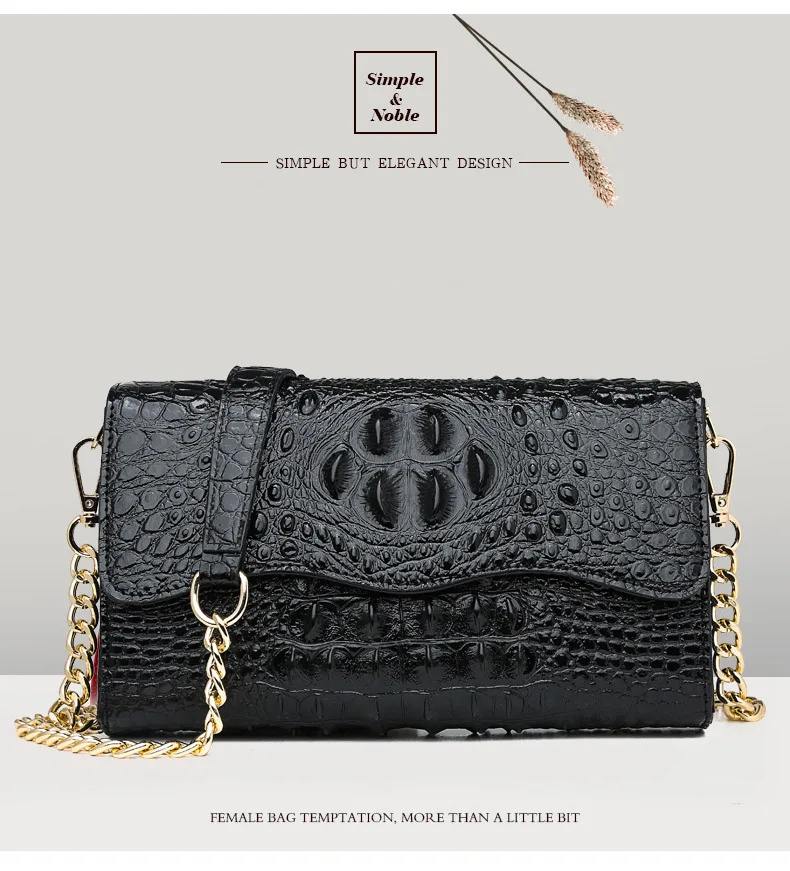 Black Leather Vintage Crocodile Luxury Handbags Women Bags Designer Chain Messenger Bag Female Small Red PU Crossbody Clutch Bag (2)