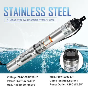 

4" Submersible Pump, Deep Well, 0.5 HP, 230V, 45M/150 ft Max