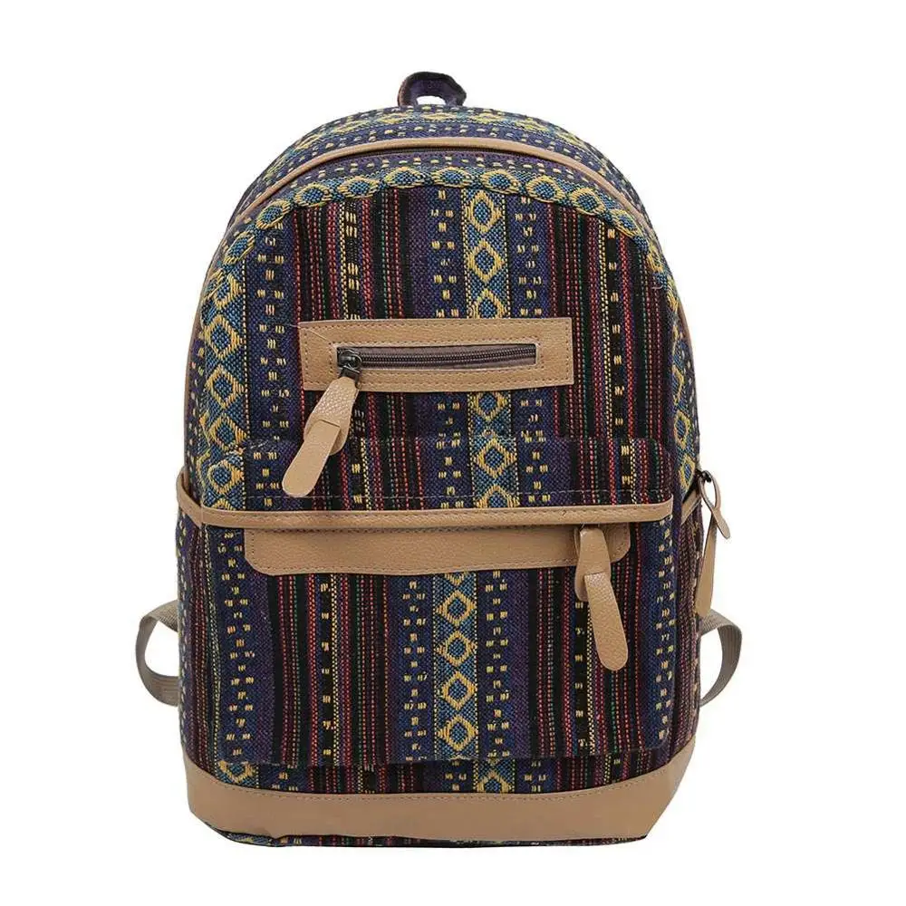 Холщовый женский рюкзак, школьная сумка для подростков, Женский богемный этнический рюкзак, рюкзак, школьные сумки, рюкзак для студентов, рюкзак для путешествий, mochila - Цвет: 03