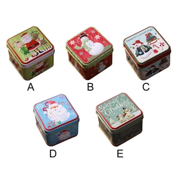 

Christmas embossed Christmas tinplate empty canned candy storage container holiday decoration box