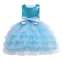 Платье принцессы с цветочным узором и блестками и бантом для девочек; платье-пачка на свадьбу, день рождения, вечеринку; жаккардовые детские платья для девочек; костюм для подростков на выпускной вечер