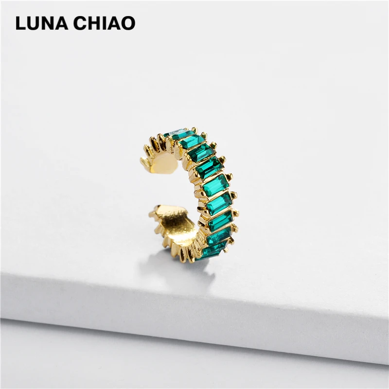LUNA CHIAO трендовые радужные цветные Серьги-наручники с кристаллами разноцветные металлические сверкающие серьги-наручники - Окраска металла: green