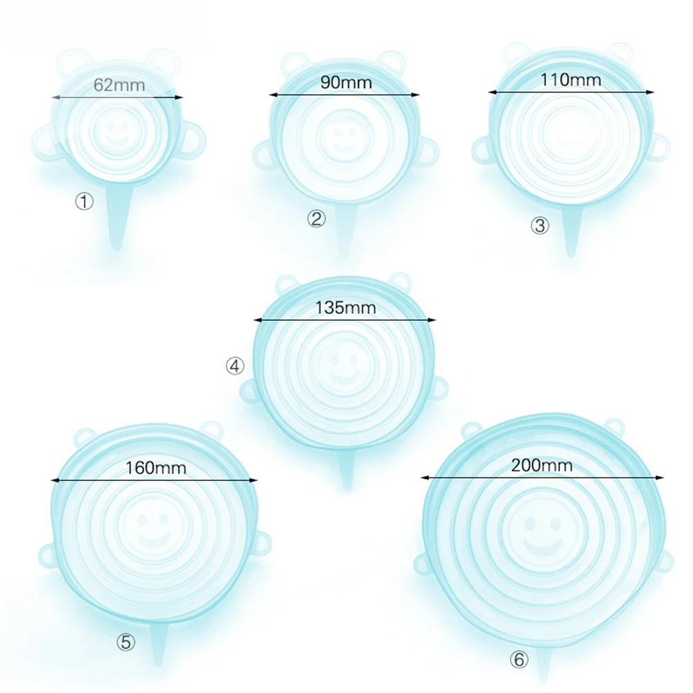Крышки для сохранения свежести 6 шт. Мягкая силиконовая крышка многоразовая герметичная пищевая обертки герметичная емкость эластичная обертка крышка кухонная посуда