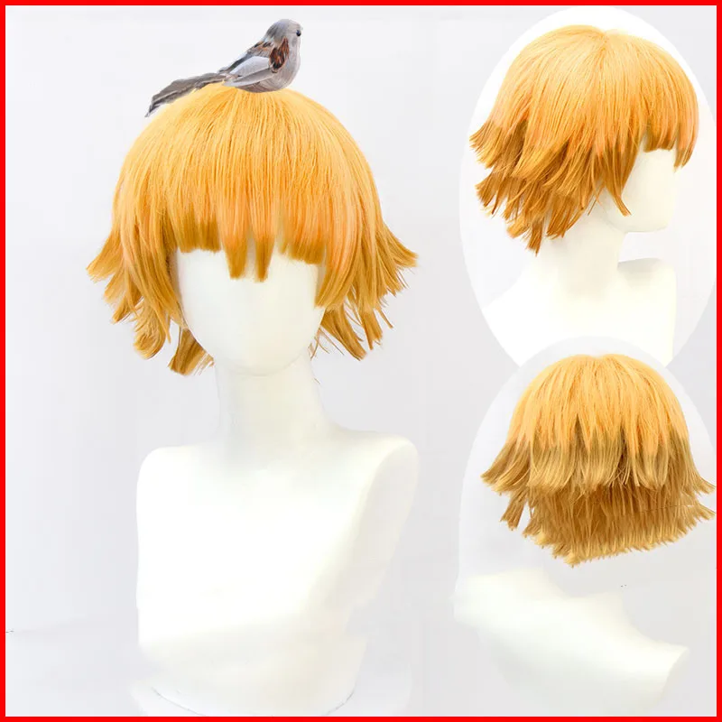 LANLAN Demon Slayer Cosplay wig Dogs Eating Bangs Yellow Gradual Soil Orange Short hair High temperature fiber |