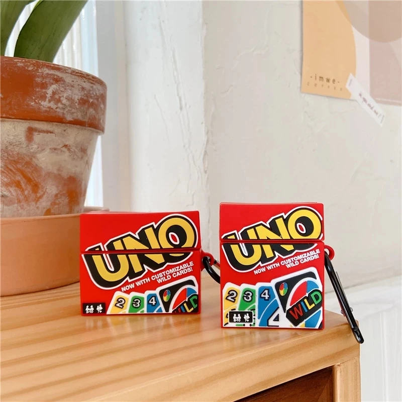For Airpods 1 2 Pro Case 3D Uno Card Game Design Cute Soft Silicone Earphone Headphone Cover Funda Capa | Электроника