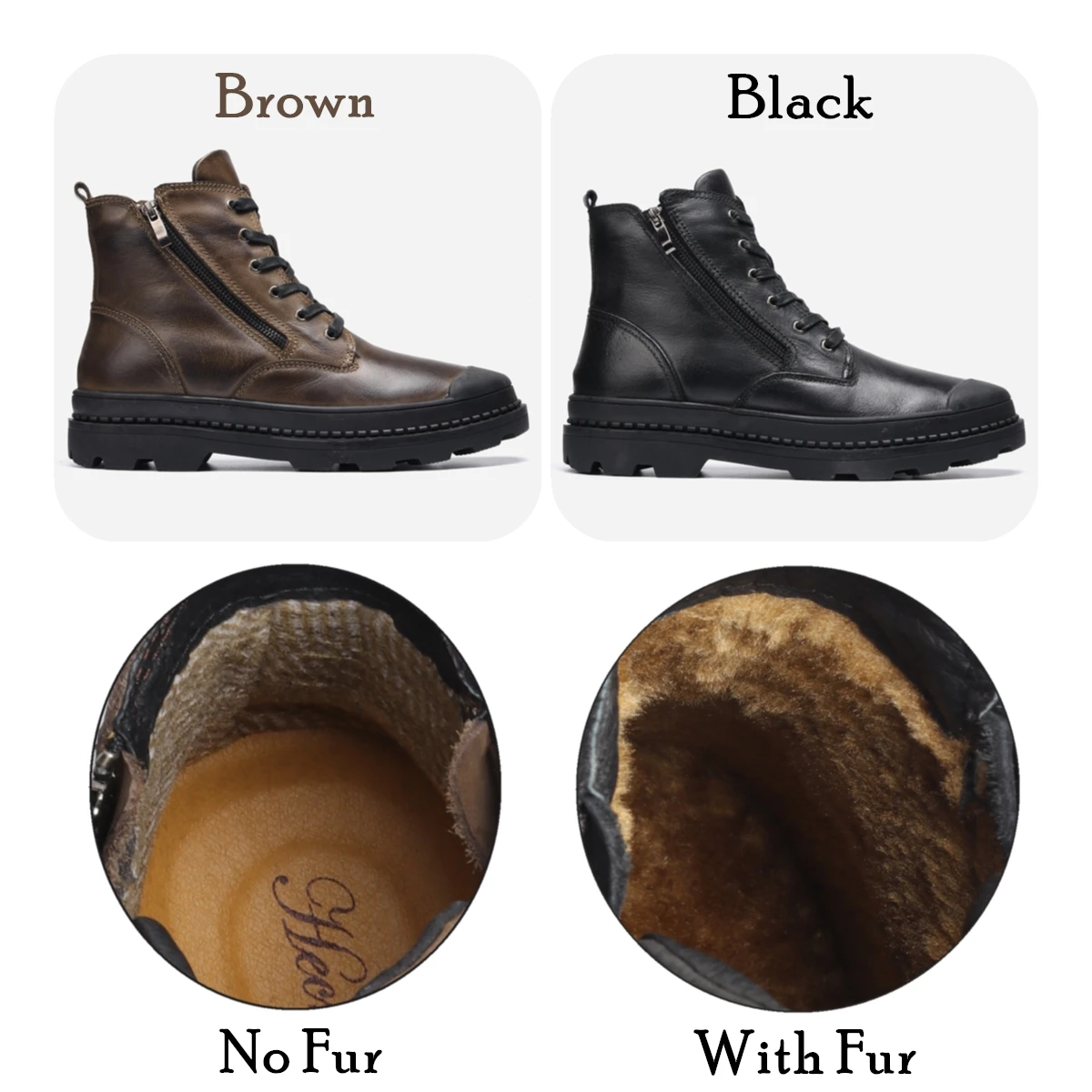 Cow Leather Men Winter Boots Handmade 