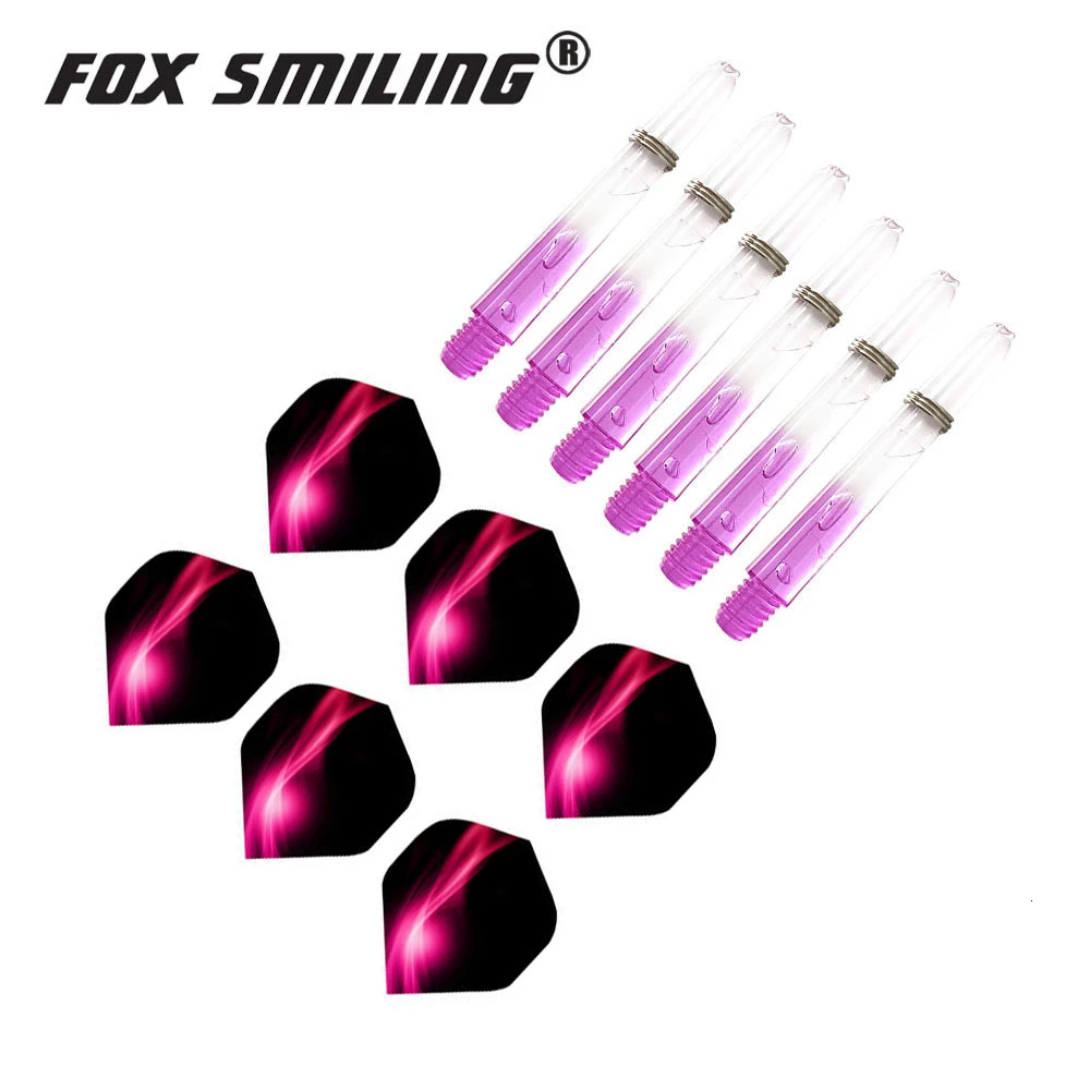 Набор нейлоновых Дротика Fox Smiling 2BA 35 мм с листочками Dardos цветной Дарт аксессуары