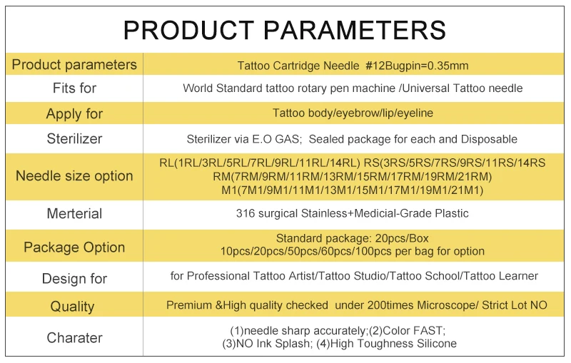 Hot sell 20pcs RL Tattoo Cartridge Needles Round Liner Membrane System For the Professional Tattooing Cartridge Needle