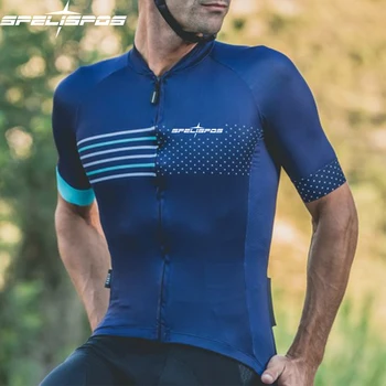 

SPELISPOS Men Cycling Jerseys Blue Short Sleeve Cycling Clothing Breathable Top Wear Bike Shirt Maillot Bicycle Ropa de Ciclismo