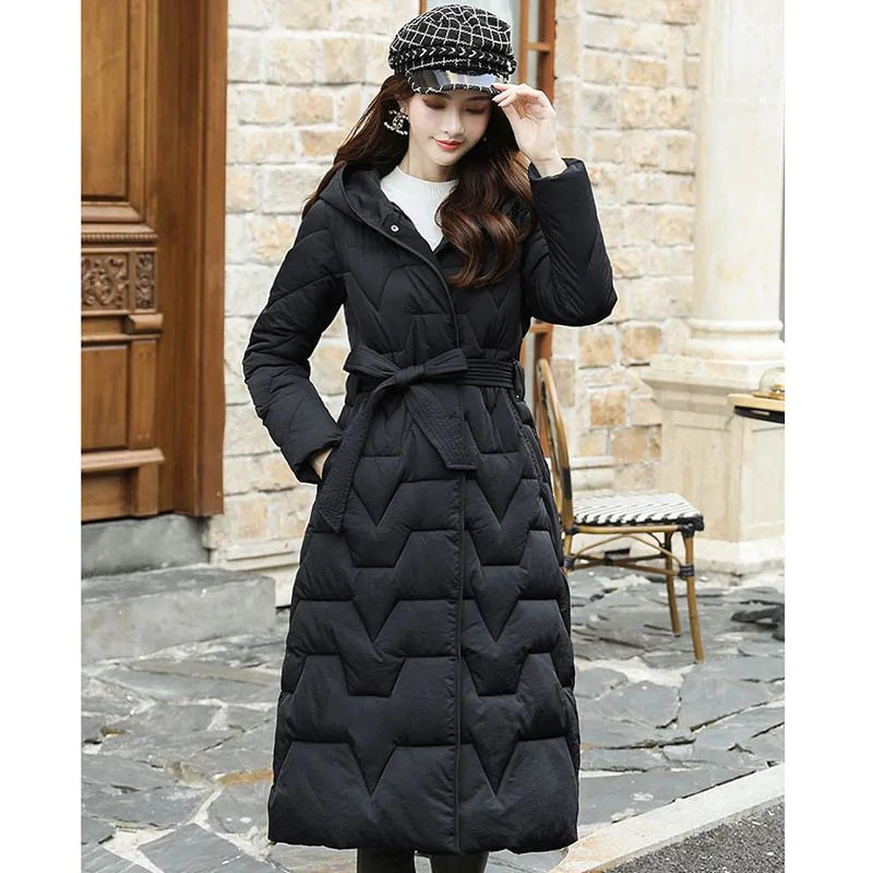 Зимние парки новые женские пальто куртки с капюшоном тонкие толстые длинные теплые зимние парки элегантные шикарные зимние пальто куртки парки - Цвет: black