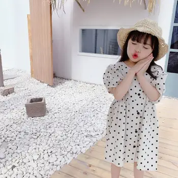 

2020 new girls dots dress summer fashion cotton girls dresses 1-6 years HV806