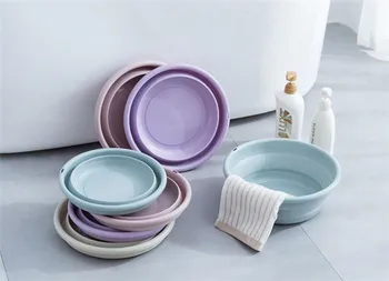

1PC Folding Wash Basin Folding Bucket Container Portable Basin Collapsible Silicone Washbasin Bathroom Accessories